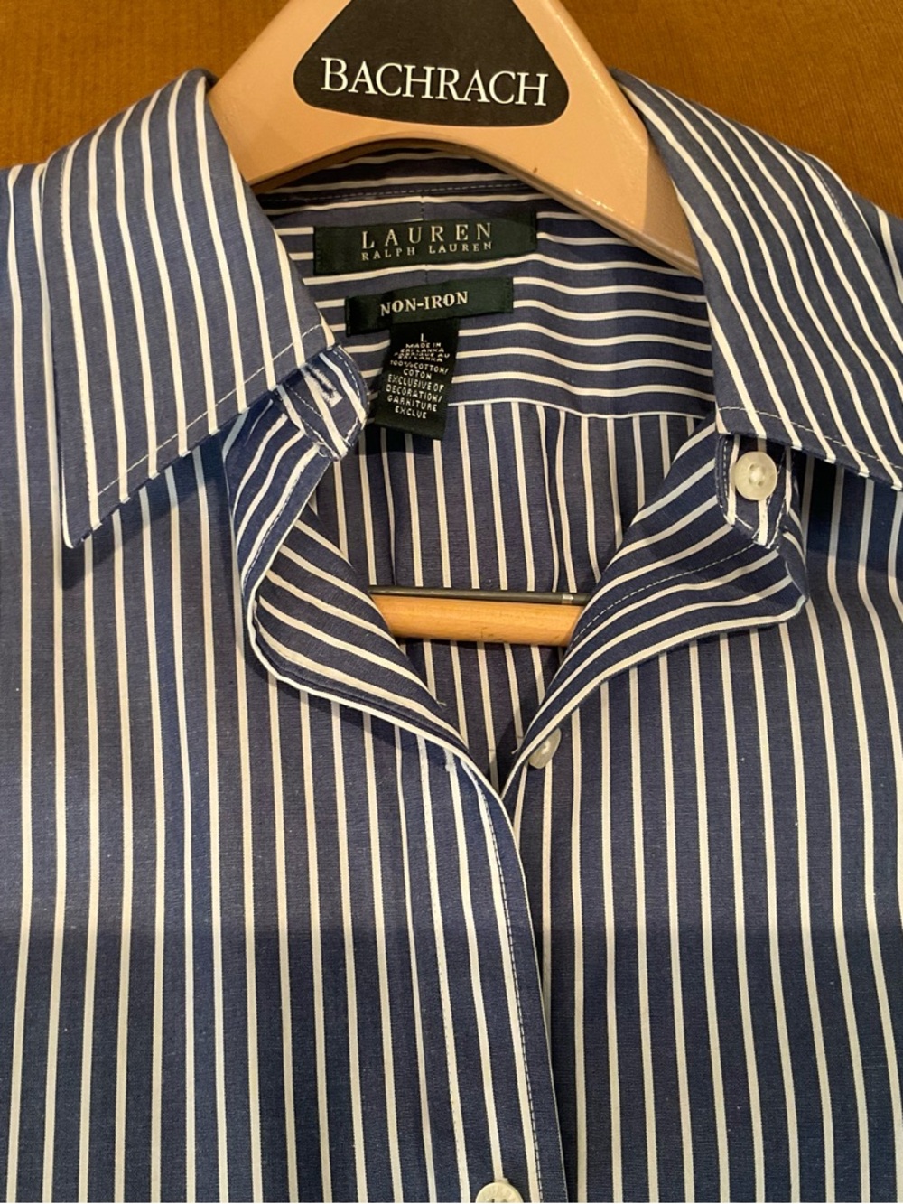 Ralph Lauren Blue and White Vertical Stripe Dress Shirt